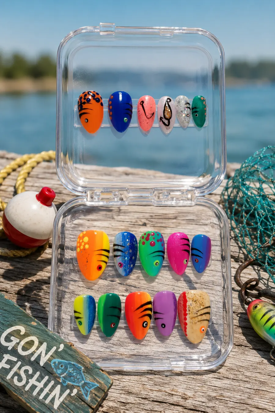 Gon' Fishin' press-on nail set